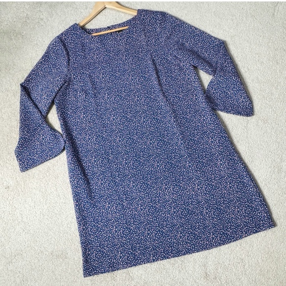 Ann Taylor Shift Dress Confetti 3/4 Sleeve Pockets Blue Purple Round Neck Sz 16 - Picture 12 of 12